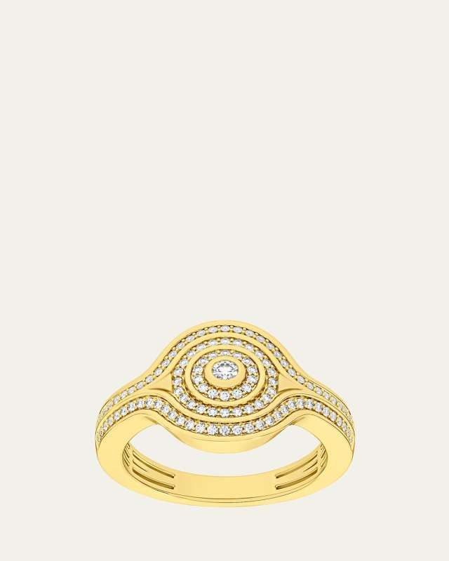 18K Yellow Gold Universum Pave Diamond Pinky Ring